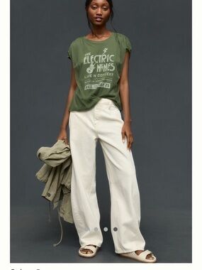 Pilcro Olive Green Graphic Short Sleeve Tee